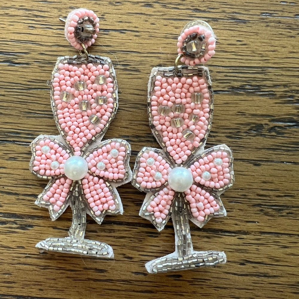 Red Dress Boutique Pink Beaded Champagne Flute Earrings